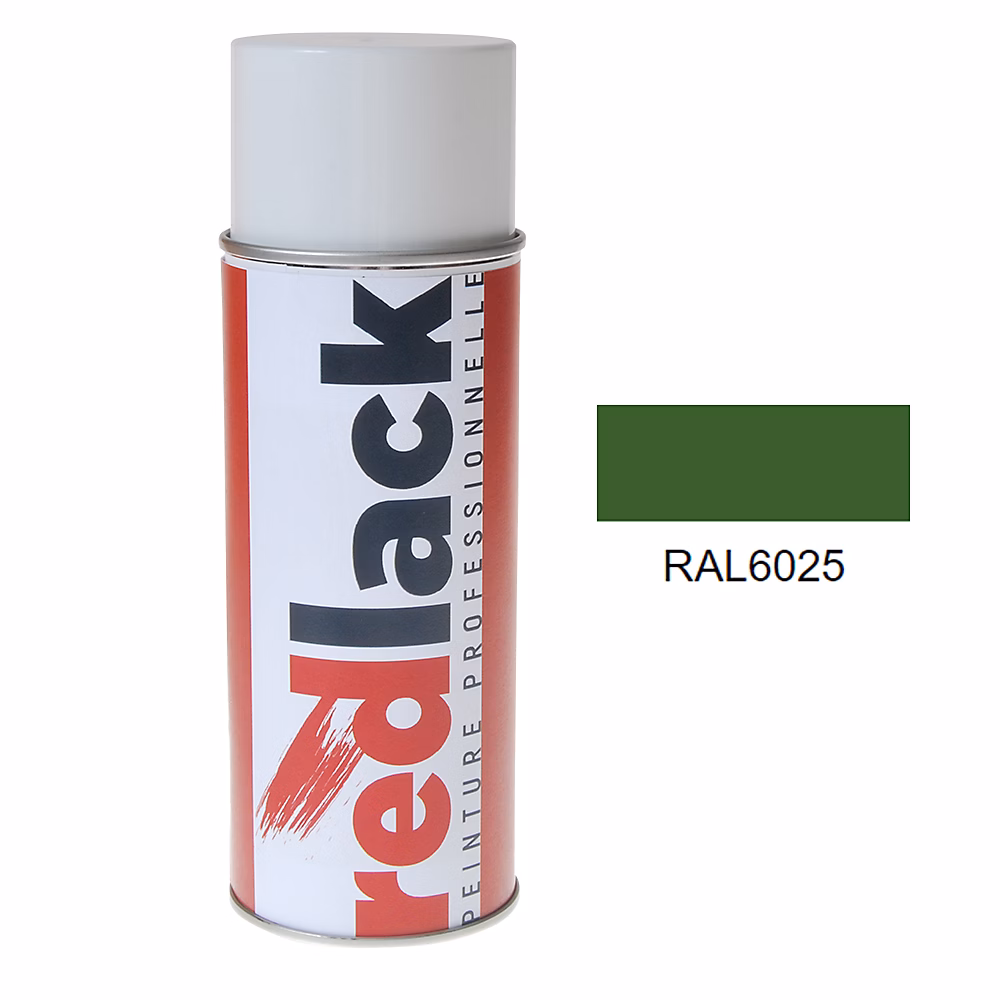 Bombe de peinture Aérosol – spray, 400ml, RAL 6025 Vert fougère, Brillant, multisupport, Redlack, RAL6025