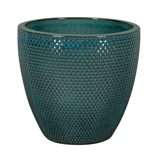 Pot rond en grès émaillé bleu Passion for Pottery Busan - Ø 48 x H 40 cm