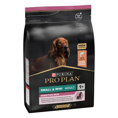 Croquette pour chien adulte de petite taille au saumon Sensitive Skin Pro Plan – 3 kg