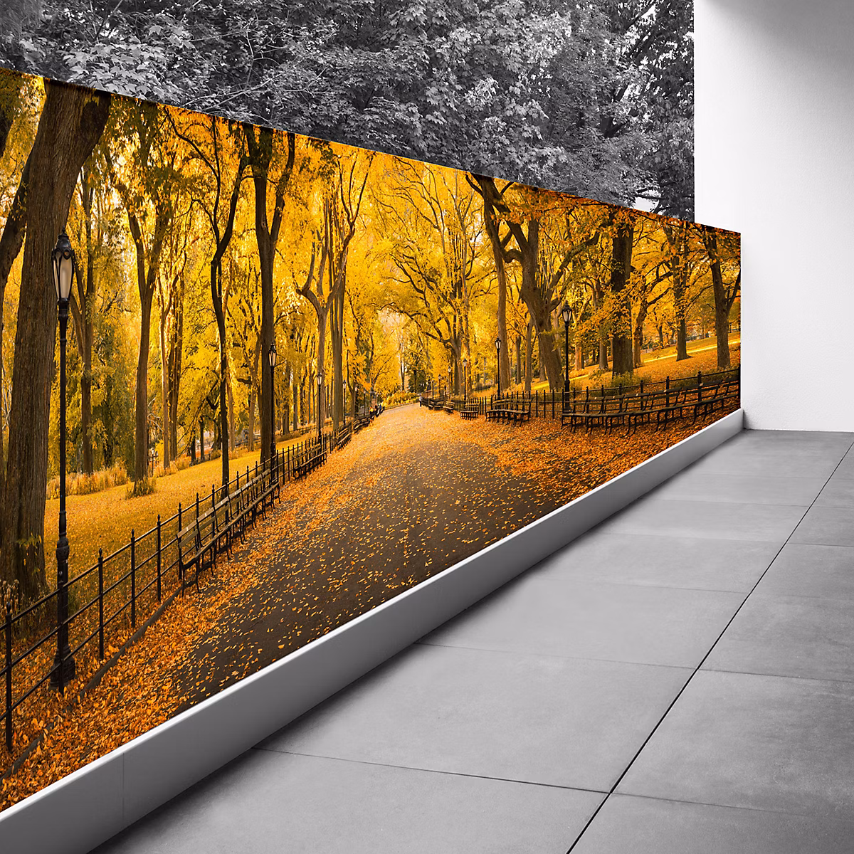Brise vue Trompe l'oeil – 110 × 330 cm, Automne à Central Park 3617689695112