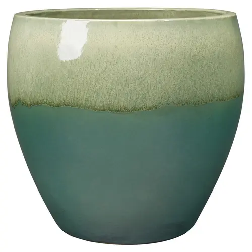 Pot rond Guardians Jade coloris vert en terre cuite émaillée - 40 x 40 x 40 cm