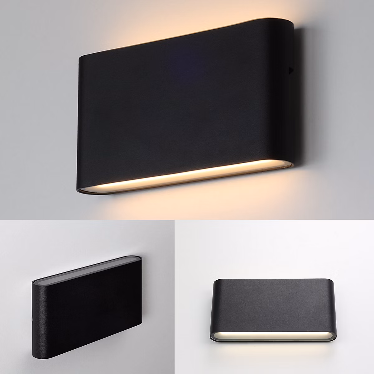 Applique LED 12W SAFATA IP54 pour extérieurintérieur design rectangulaire en aluminium noir éclairage haut et bas 2700K – Réf. NBWAWOSLP7604749511