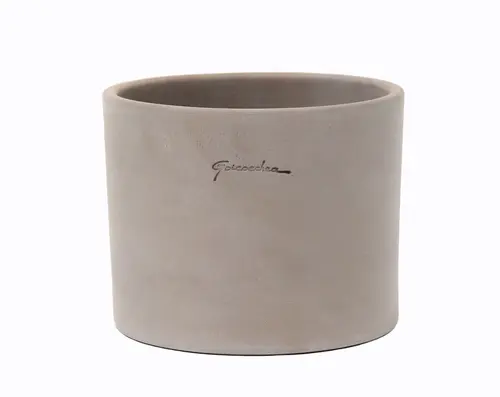 Pot cylindrique coloris gris en terre cuite - Ø 23 x 18 cm