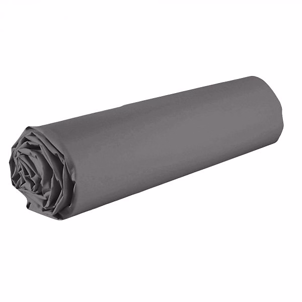 Drap housse 100% coton 57 fils avec bonnet anthracite 140 × 190 cm
