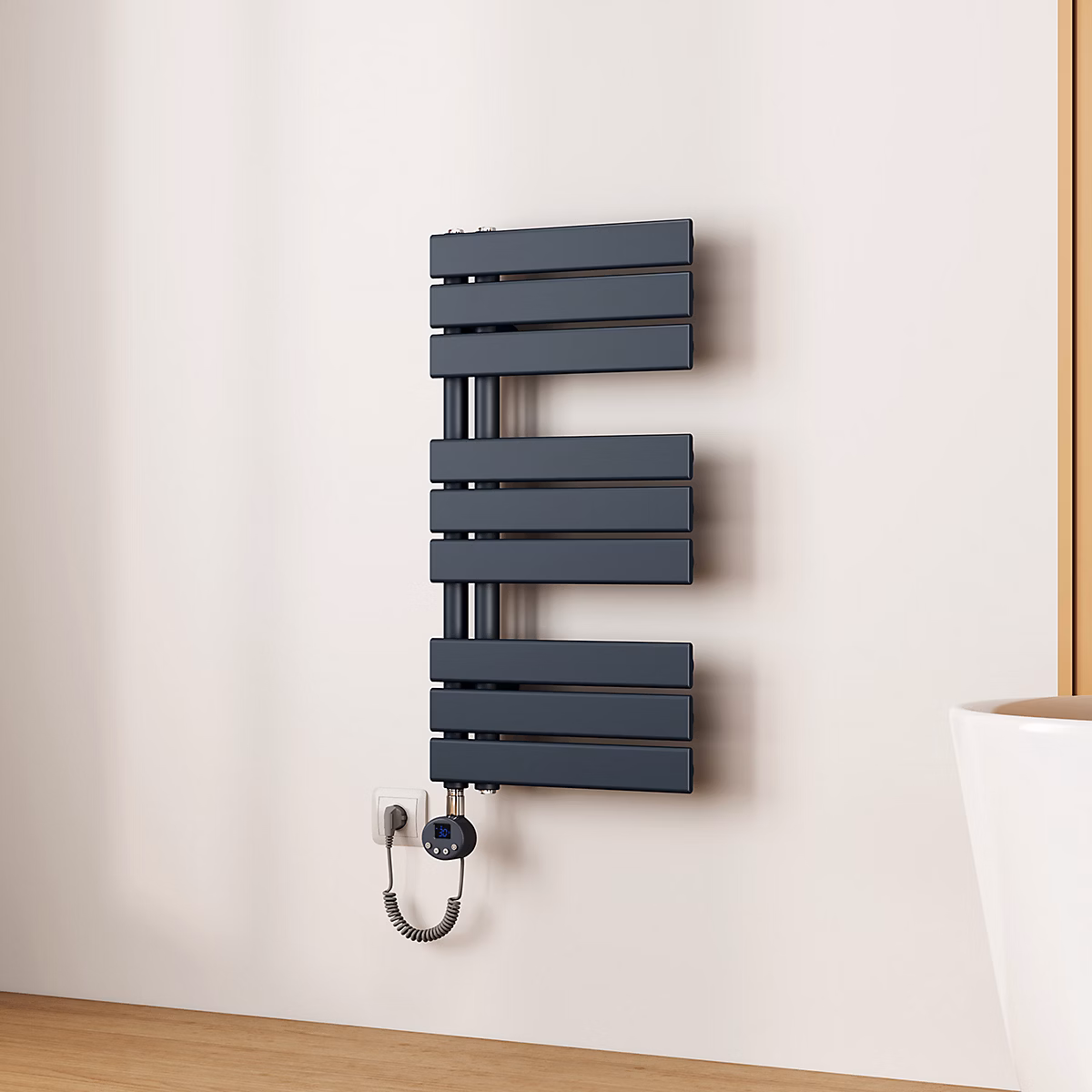 EMKE Radiateur Sèche – Serviettes Électrique 762 × 400 mm | Gris Anthracite 400W | WiFi | Modes Intelligents | IPX4