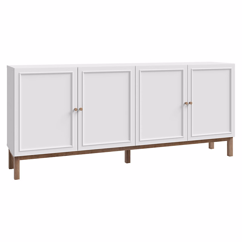 Buffet L. 199 cm décor gris et chêne avec poignées en bois – UDINE