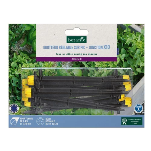 10 goutteurs réglables sur pic + jonction x 10 botanic® - Arrosage goutte à goutte