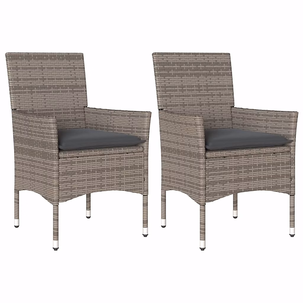 Chaises de jardin avec coussins gris résine tressée vidaXL – lot de 2 – Réf. KKVPRJWMV9423451745