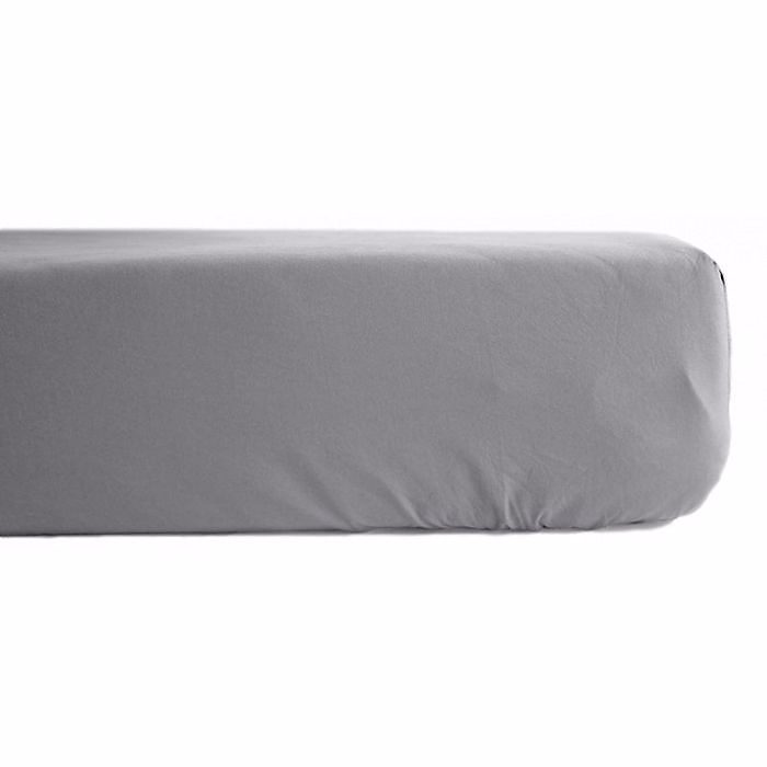 Drap housse percale pur coton peigné longues fibres 80 fils/cm² avec bonnet de 35 cm Vent du sud | 80x200 – Acier