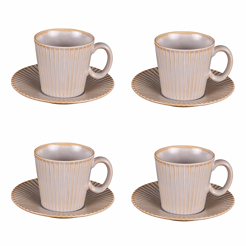 Vaisselle – Coffret de 4 tasses à café avec sous tasses Liv
