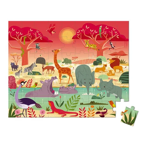 Puzzle la réserve animalière orange en carton Juratoys - 54 pièces