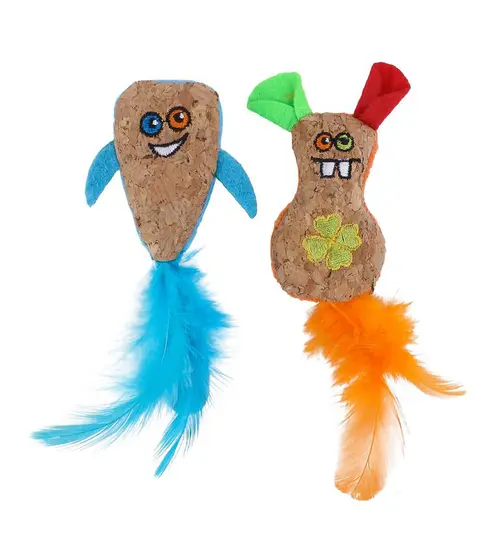 Jouet pour chat coloris multicolore Wouapy Stranger Le Duo - 8 x 7,5 x 2 cm