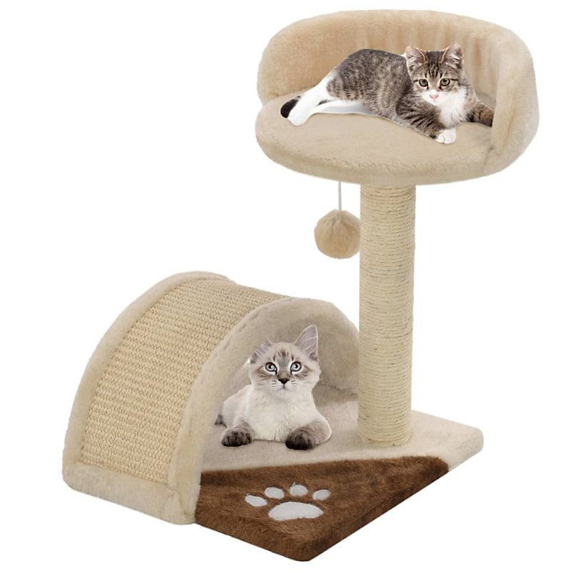 Arbre à chat avec griffoir en sisal 40 cm Beige et Marron | Chat