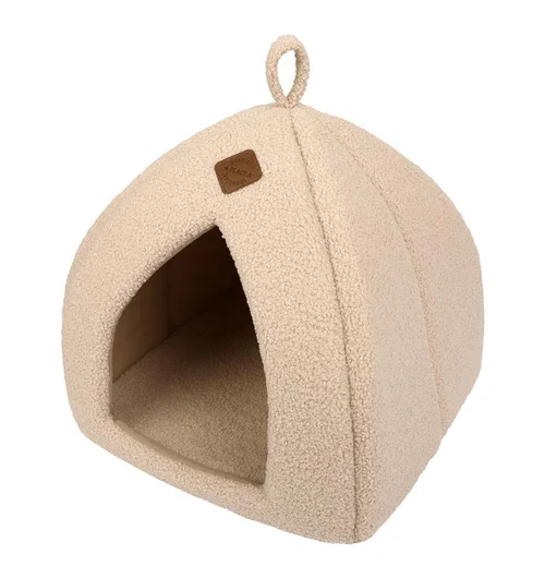Igloo pour chat écru Wouapy Teddy petit modèle - 35 x 35 x 38 cm