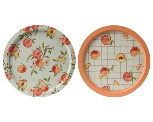 Plateau décoratif à motif de pêche orange - Ø 32 x H 1,5 cm