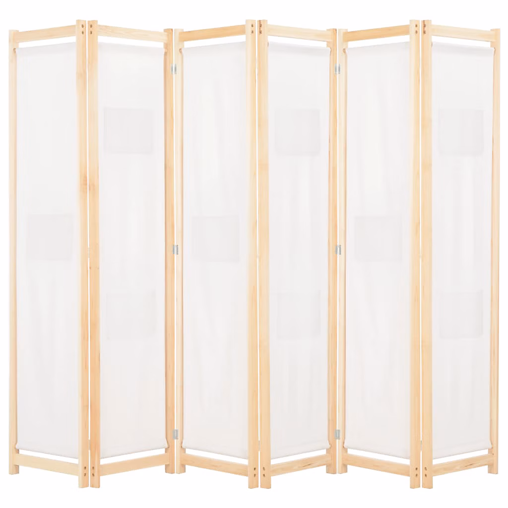 Cloison de séparation 6 panneaux Crème 240 × 170 × 4 cm Tissu vidaXL