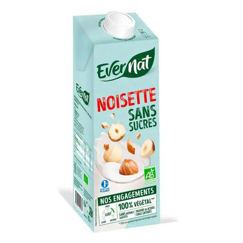 Boisson végétale noisette sans sucre bio Evernat - 1 L