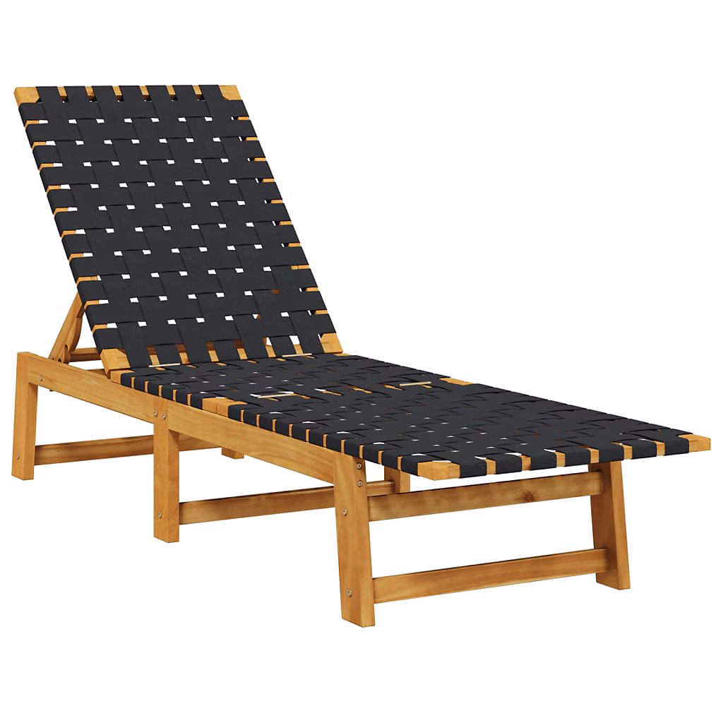 Chaises longues noir bois d'acacia solide et tissu vidaXL – Réf. DLLASEXFV9917837115