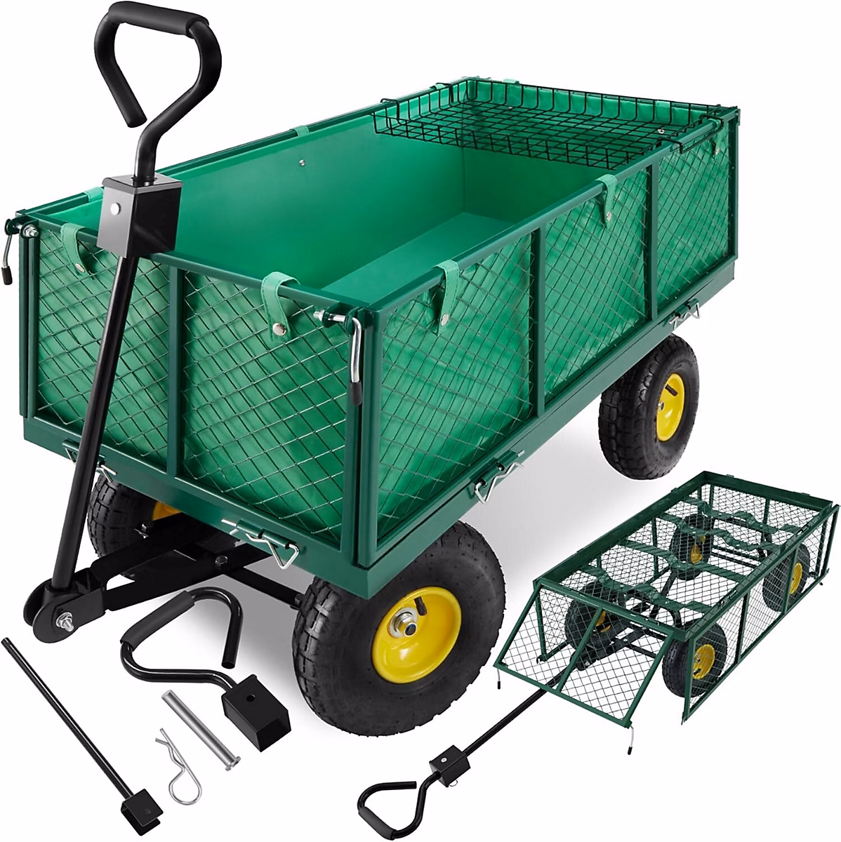 Chariot de Transport à roues Remorque à Main Charrette à Bras Capacité 550kg avec Parois latéraux rabattables – Réf. RLGNQJZSV0938717958
