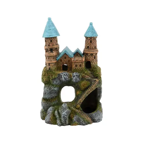 Décoration pour aquarium coloris multicolore en résine château de montagne Aquatlantis - 6,5 x 9,5 x 14,5 cm