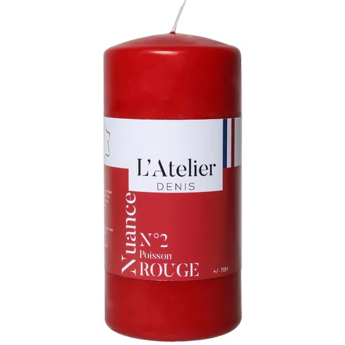 Bougie cylindrique taille L rouge L’Atelier de Denis - Ø 6,8 x H 14,5 cm