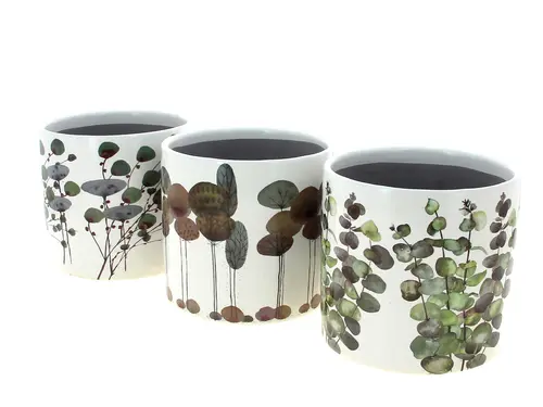 Cache-pot Orchidée coloris multicolore - Ø 14 x 12,5 cm