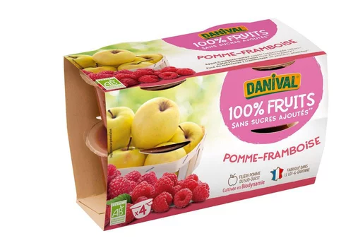 Dessert de fruits bio pomme framboise Danival - 400 g