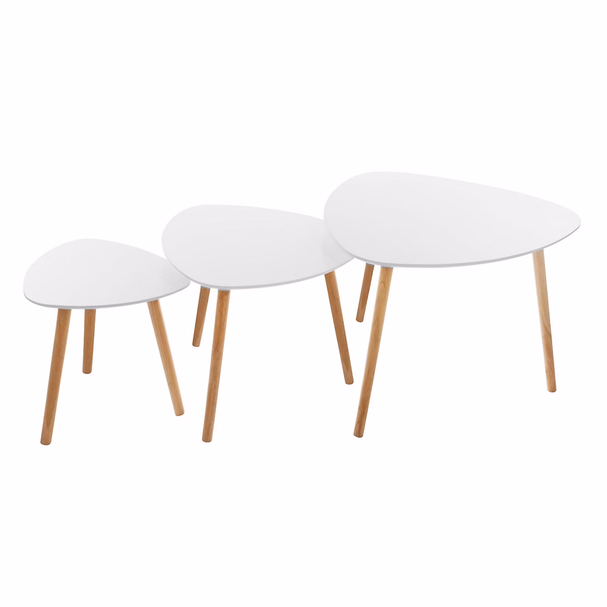 Ensemble de 3 tables d'appoint gigognes Blanc – H. 51 cm | MILEO