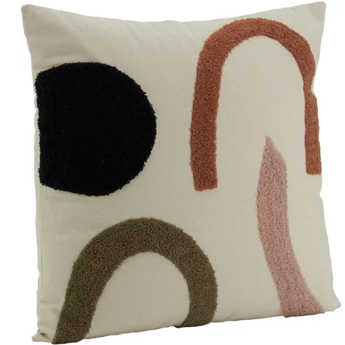 Coussin Abstrait en coton beige, rose et vert 45x45 cm