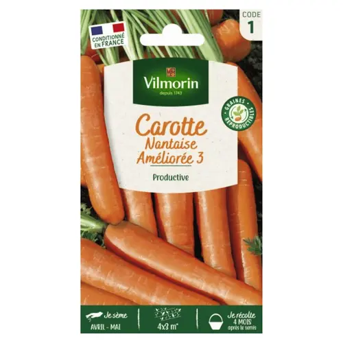 Carotte Nantaise améliorée 3 série 1 Vilmorin - graines à semer