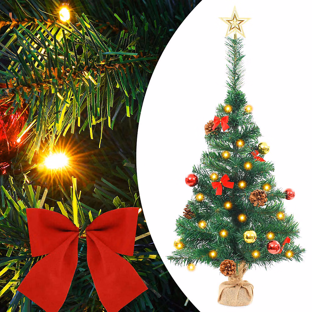 Arbre de Noël artificiel pré-éclairé avec boules vert 64 cm vidaXL – Réf. YMRCSUPHR9646808228