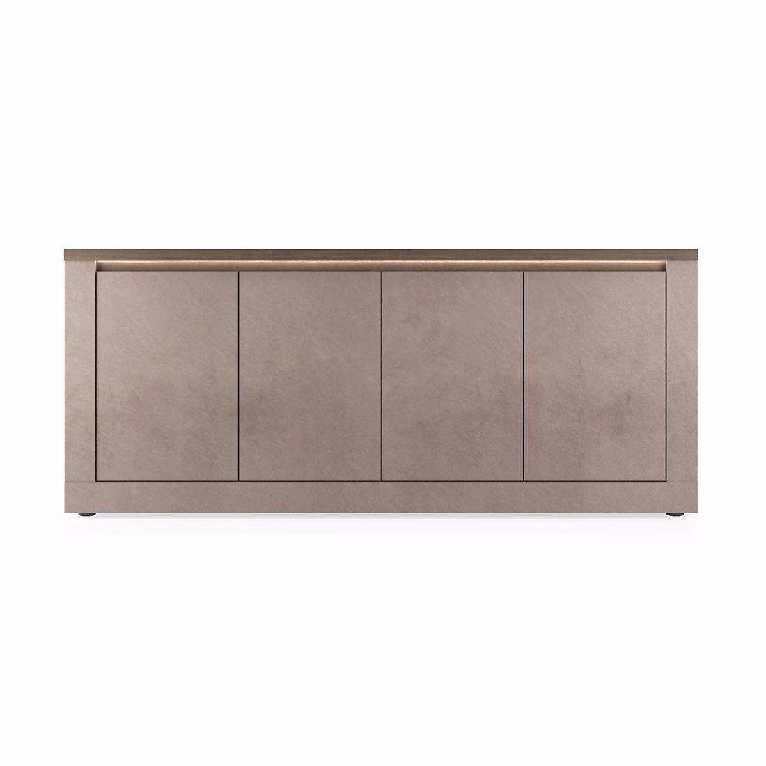 Meuble – Buffet SASHA 4 portes avec LED Bronze et plateau bois Mercure