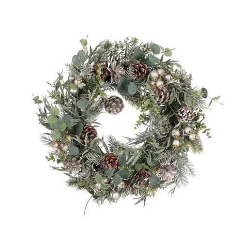 Couronne décorative Chelsea couleur vert en polyéthylène - Ø 50 cm