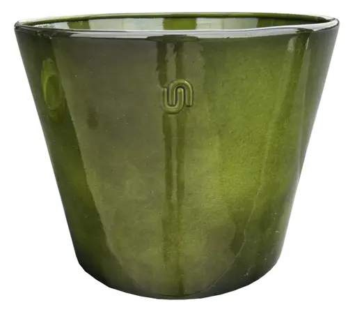 Pot évasé coloris vert en métal recyclé - 30,5 x 30,5 x 26.5 cm
