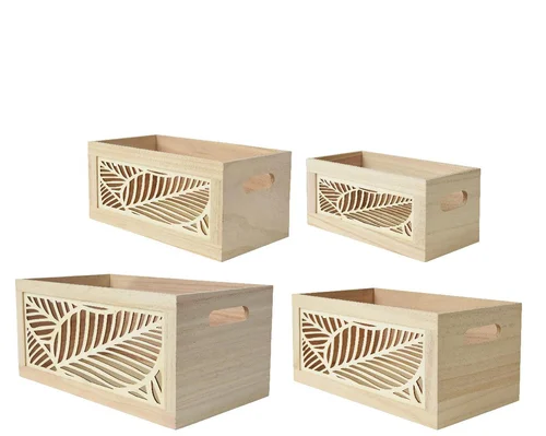 Panier de rangement en bois de Paulownia naturel taille 3 - 27 x 14 x 12 cm