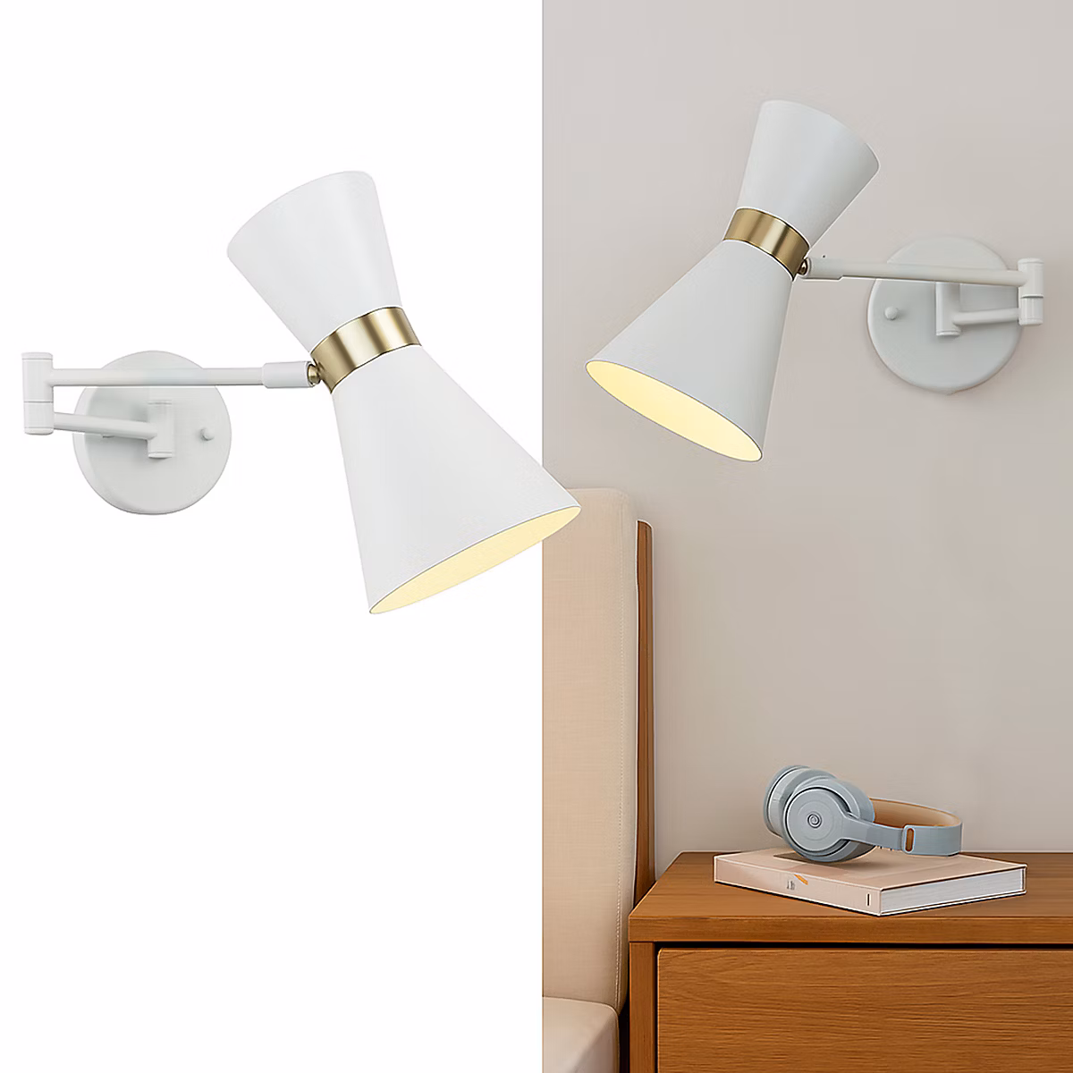 Applique Murale SENDA E27 avec Bras Articulé et Rotation Métal Blanc Idéal pour Salle à Manger Cuisine ou Chambre. – Réf. XJTHALJNI8919736815