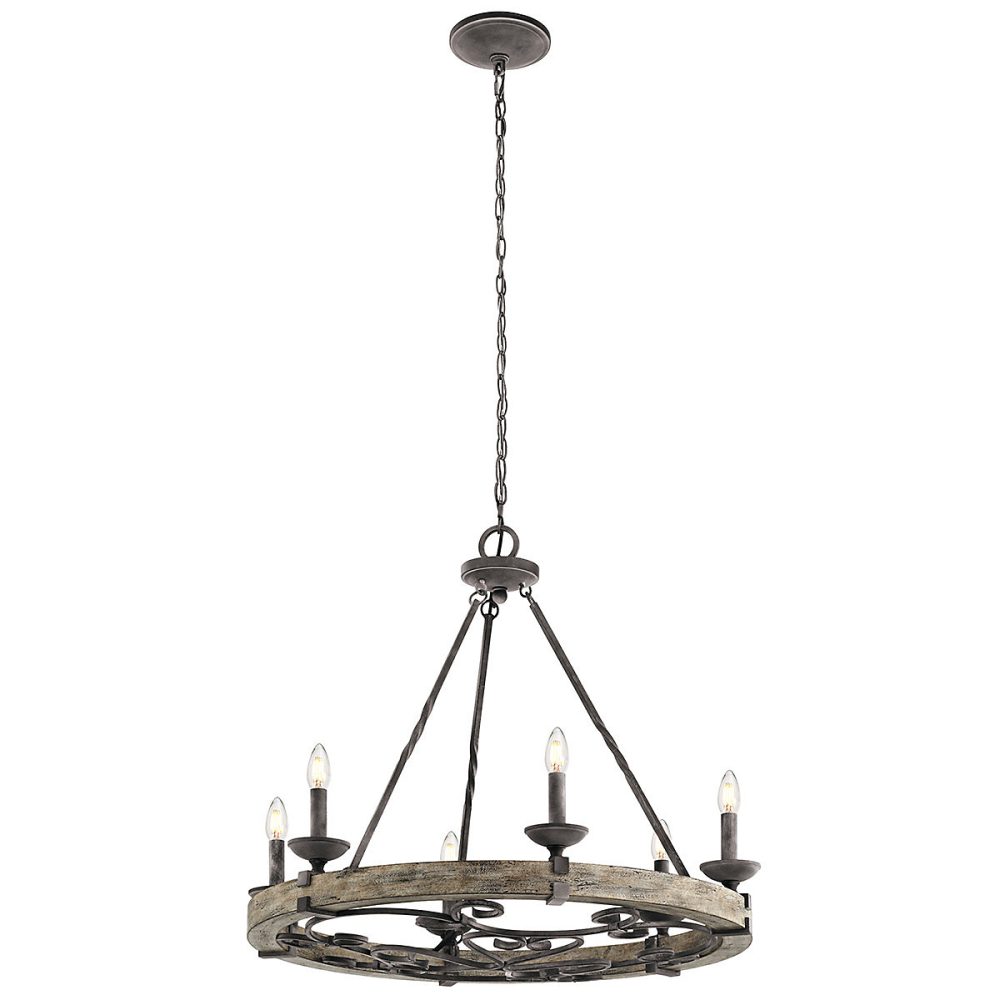 Elstead Taulbee – Lustre à 6 ampoules au fini zinc, E14