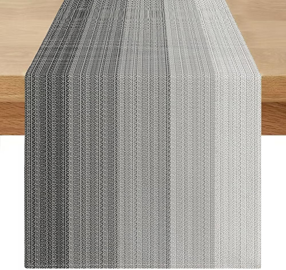 Chemin de Table Lin Style Vintage 40 × 240 cm Gris
