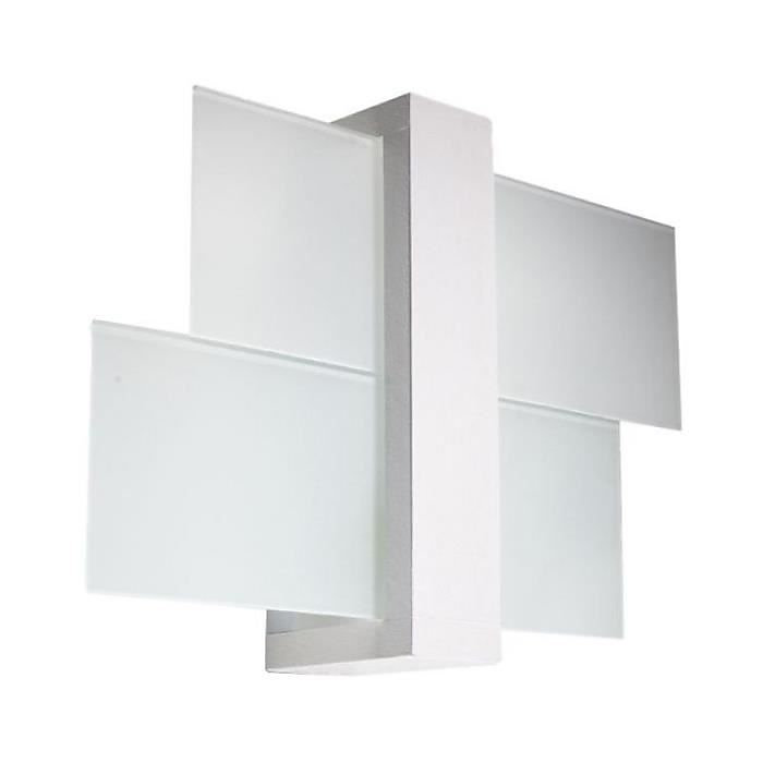 Applique Murale Bois 2 rectangles de Verre pour Ampoule E27 – SILUMEN, Blanc