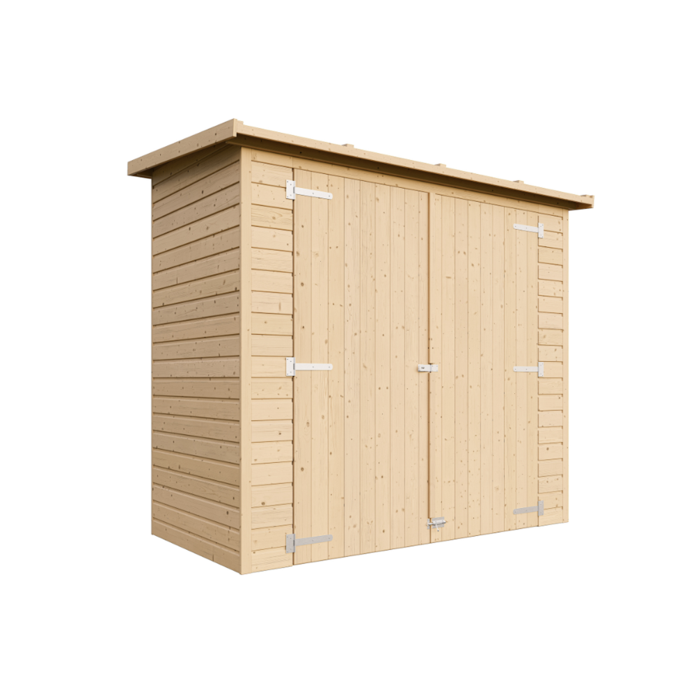 TIMBELA Abri à outils en bois naturel stockage extérieur sans fenêtres h194x123x223 cm/2,1 m² m348
