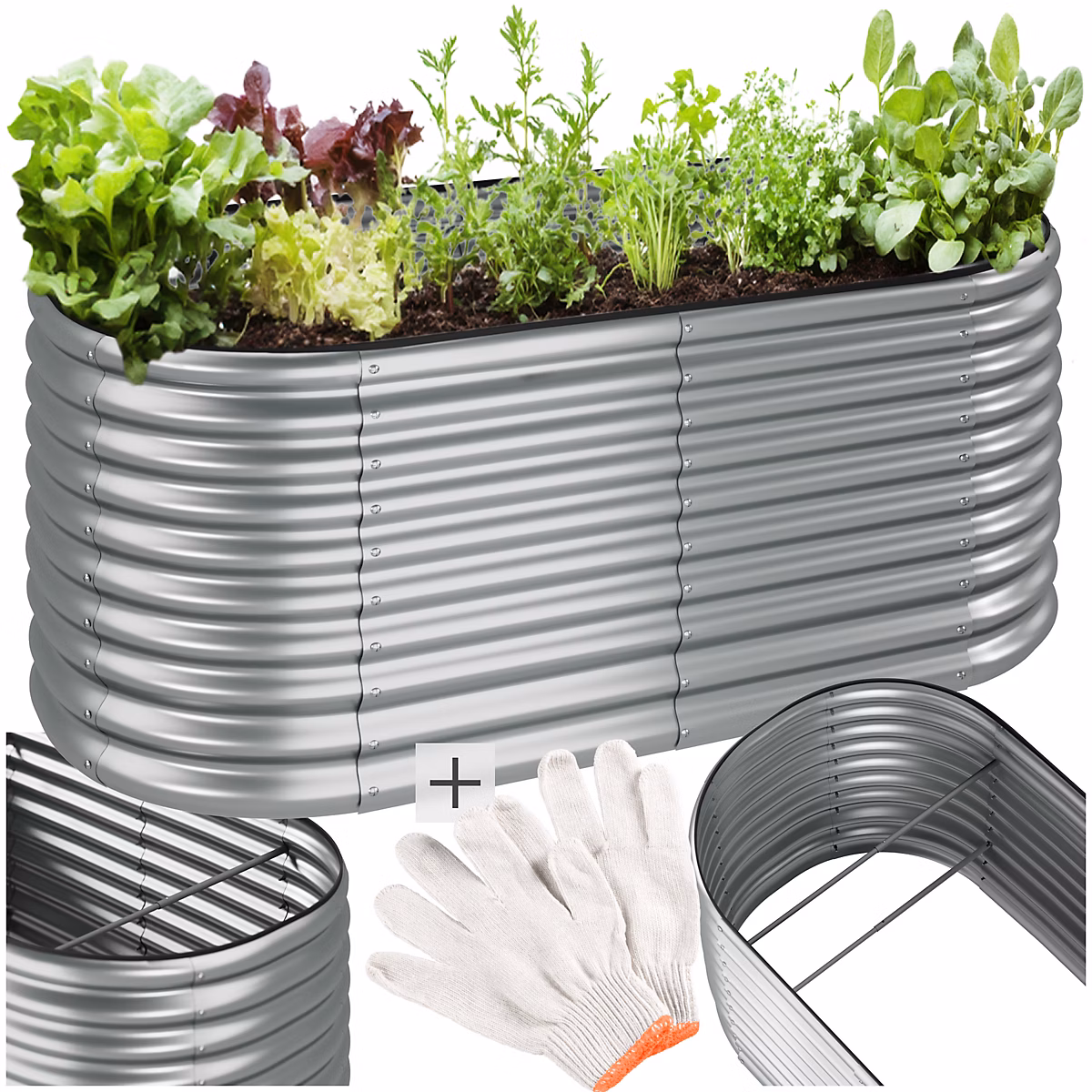 Carré potager – acier galvanisé | résistant aux intempéries | argent