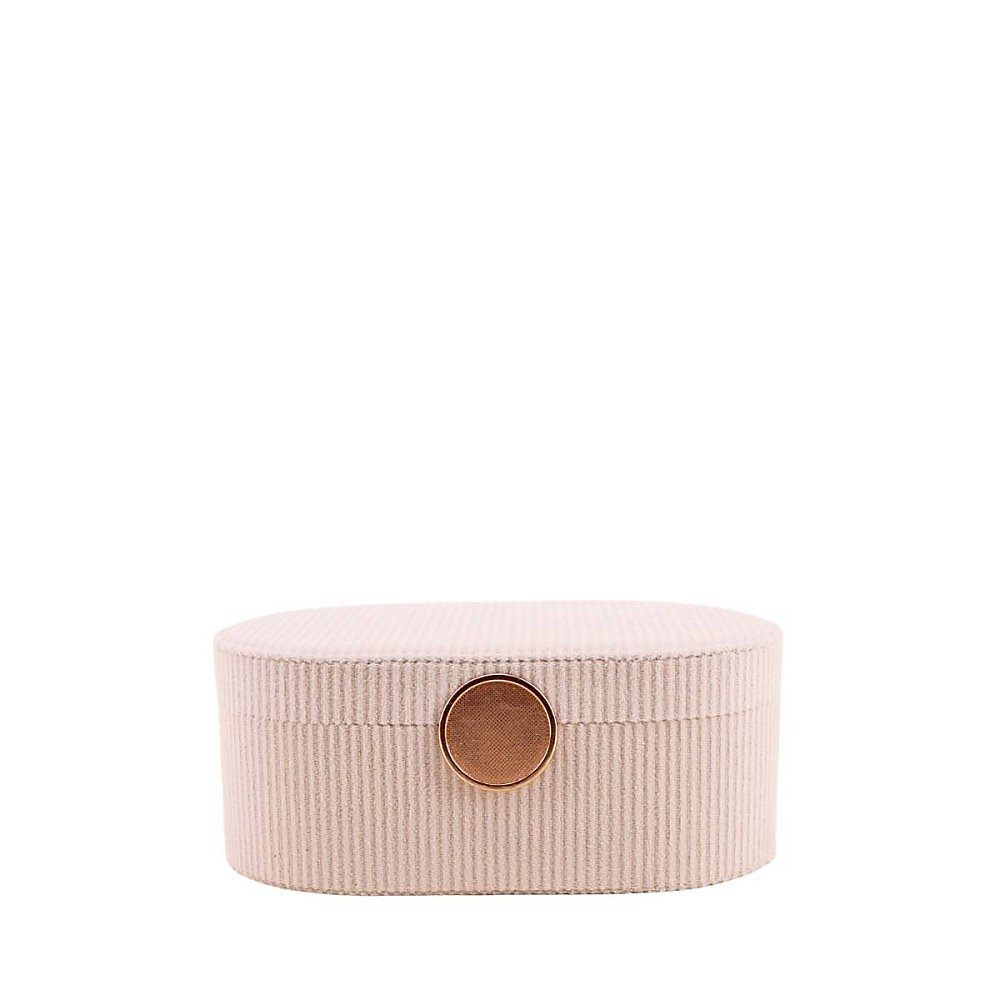 Boite à bijoux en velours côtelé beige 22 × 13cm