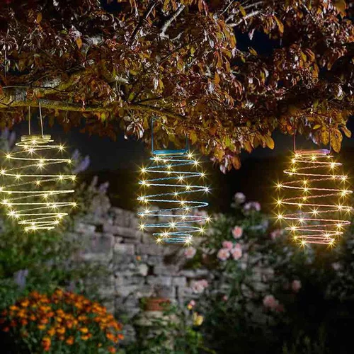 Lanterne solaire à suspendre spirale à LED blanc chaud