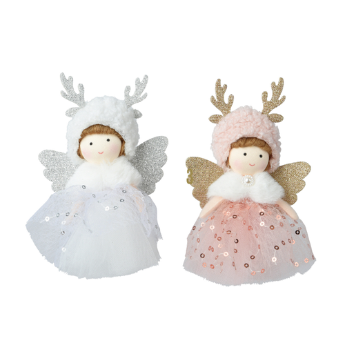 ANGE DÉCORATIF AVEC PAILLETTES - L.8cm I.3cm H.13cm