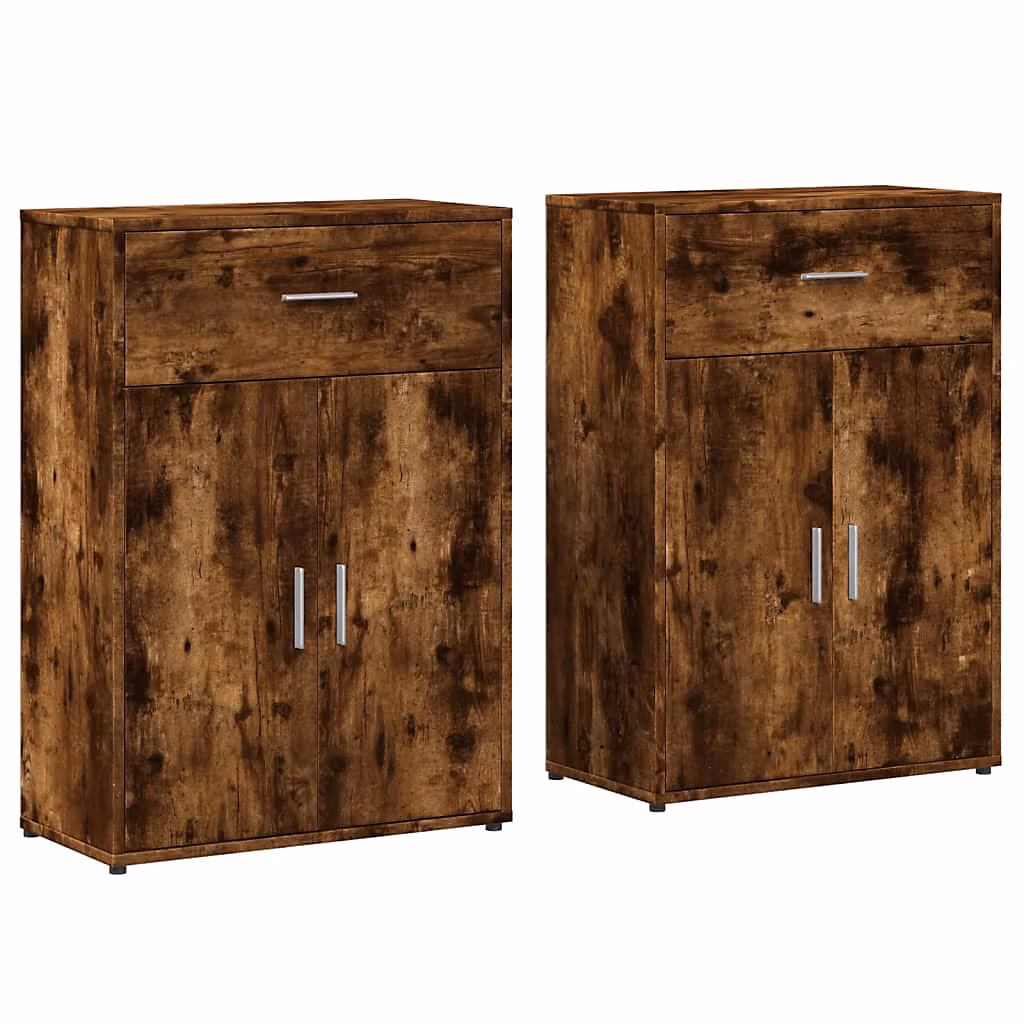 Buffets 2 pcs chêne fumé 60 × 30 × 84 cm bois d'ingénierie vidaXL
