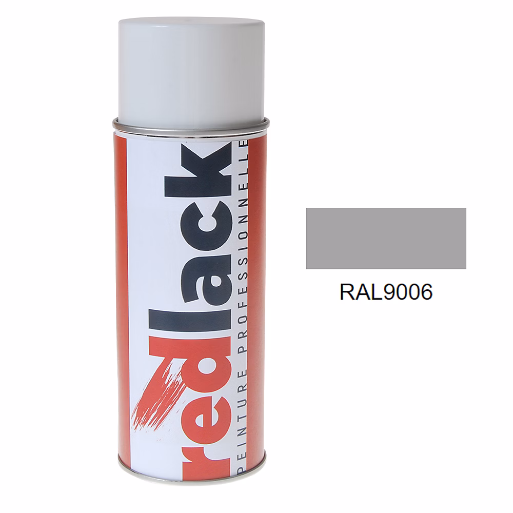 Bombe de peinture Aérosol – spray, 400ml, RAL 9006 Aluminium blanc, Brillant, multisupport, Redlack, RAL9006