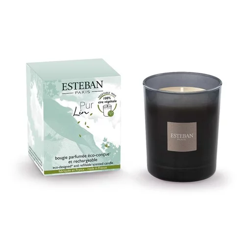 Bougie parfumée rechargeable Initiale Pur Lin Esteban - 180 g