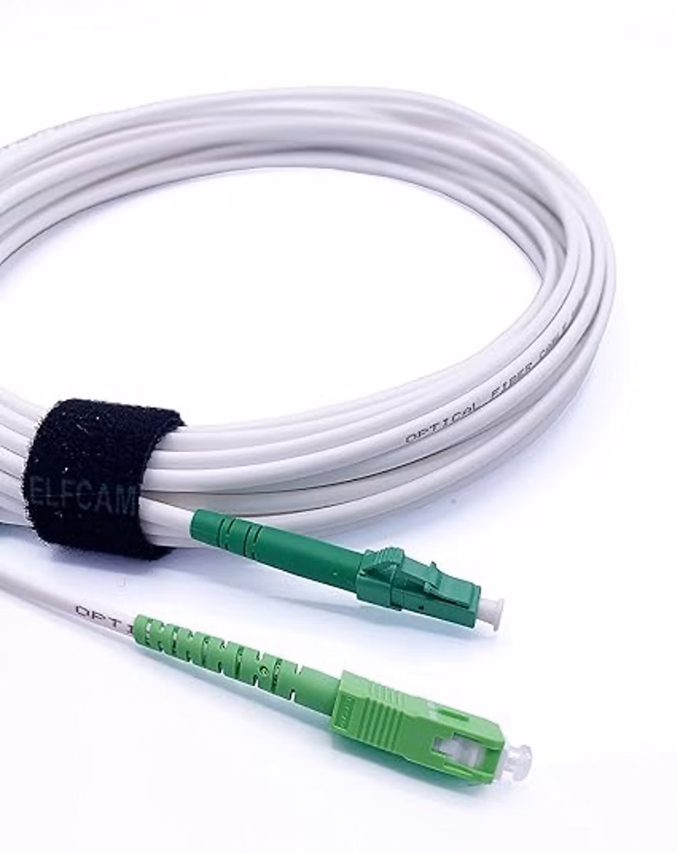 Elfcam – 2m Câble à Fibre Optique SC/APC à LC/APC Monomode Simplex 9/125um OS2 Jarretière Optique LSZH Blanc