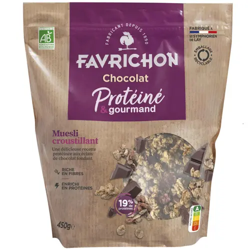 Muesli croustillant protéiné chocolat bio Favrichon - 450 g