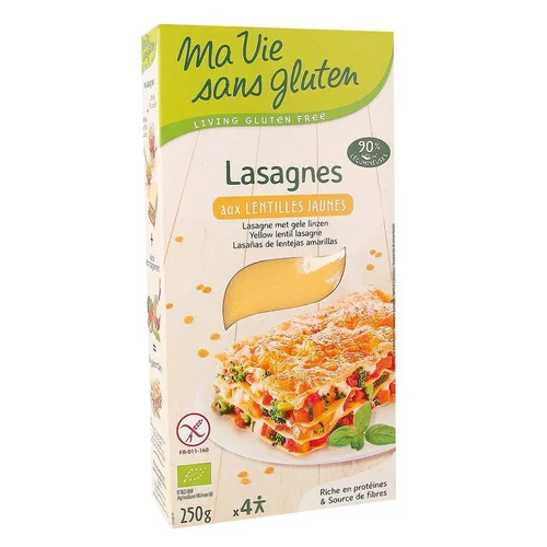 Lasagnes lentilles jaunes bio en boîte de 250 g